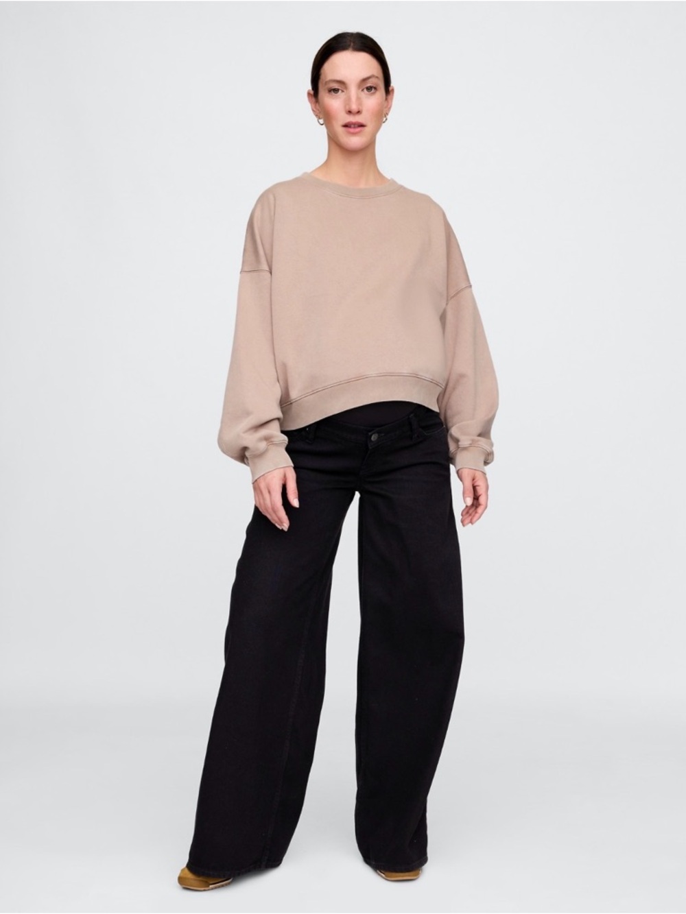 Maternity True Waistband Full Panel Ultrasoft Baggy Jeans